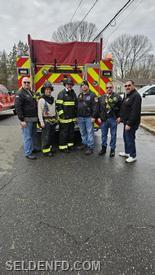 Ex Capt Harry Parrish, Ex Chief Bill Xikis, Ex Asst Chief Rich Carentz , 2nd Asst Chief Mike Giambalvo Jr, Chief Scott Nowakowski, and Ex Chief Mike Matteo Jr at the scene of a structure fire. These 6 members have a total of 227 years of service and experience
