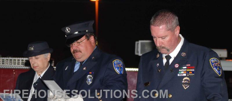 Services were held in Front of the Firemens' Memorial.